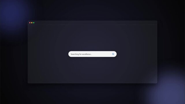 4K 3D Minimalist Web Search Bar Animation on Dark Glassmorphism Background