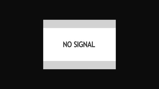No signal text displayed on a digital screen with a simple graphic layout for television broadcast error or connection lost notification on a dark background for technical communication