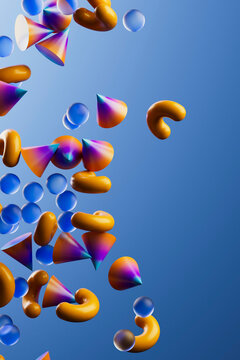 Vertical Abstract Background with Floating Colorful Shapes