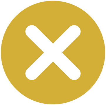 Gold Circle Cross Icon for Cancel, Close, Delete, Reject and Error Button PNG Vector Clipart