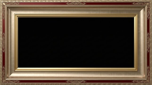 Classic gold and red picture frame with a deep empty centre, ready for artwork or photo placement