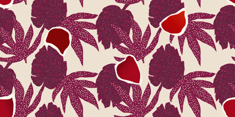 Elegant abstract leaves silhouette pattern. Dynamic romantic print. Hand drawn unique template for design.  © MURRIRA