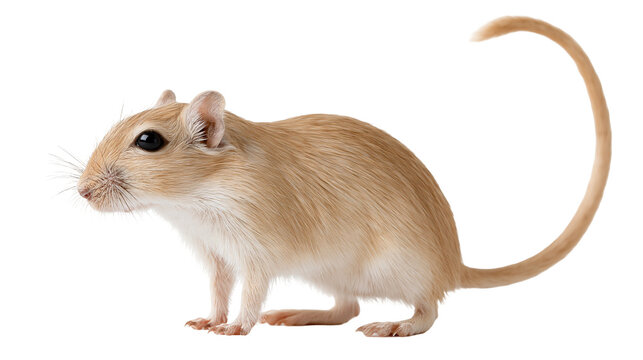 Light brown Mongolian gerbil standing in profile view