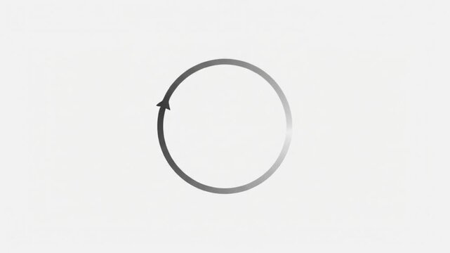 Abstract continuous loop arrow circle icon on a light gradient background. Cycle, progress, refresh, loading, perpetual motion concept.