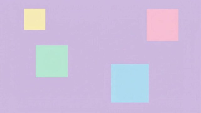 Soft Pastel Colored Squares on Light Purple Background - Minimalist Geometric Design with Abstract Shapes and Gentle Hues