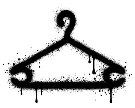 Clothes hanger in graffiti style with black spray paint.