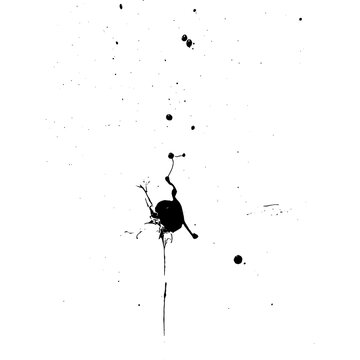 abstract ink black of stain or splash black watercolor paint and liquid Ink splash splatter is black line calligraphy of brush isolated on white background 