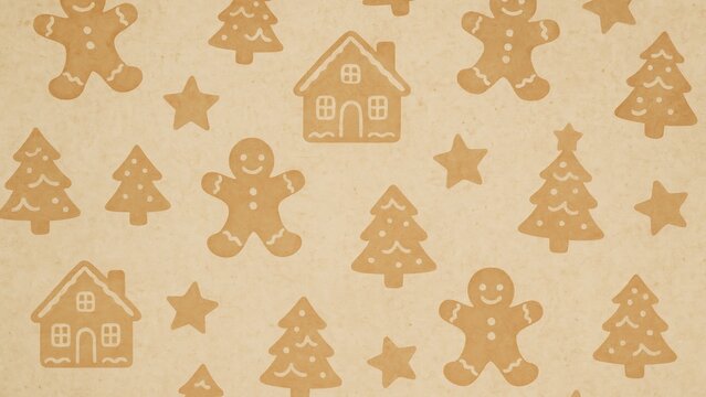 Gingerbread holiday pattern desktop wallpaper