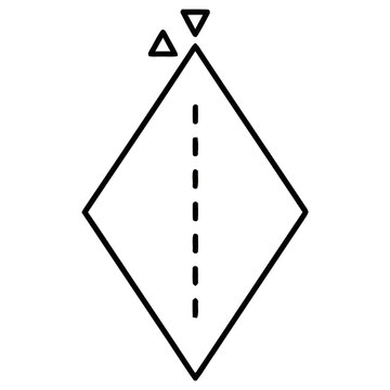Diamond shape with dashed line and triangles