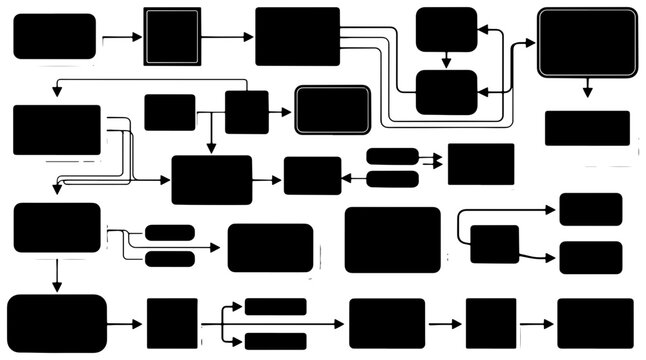 Abstract Flowchart Diagram, Process Flowchart Vector, System Diagram, Workflow Chart, Business Process Visualization, Data Flow Chart, Technical Schematic