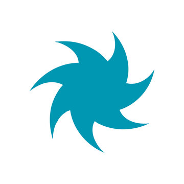 Teal Pinwheel Vortex Logo - Abstract Seven Blade Shuriken Swirl Icon