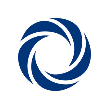 Navy Blue Circular Swirl Logo - Abstract Four Crescent Vortex - Minimal Icon