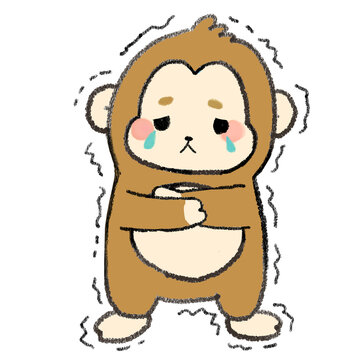 Cute sad crying monkey cartoon