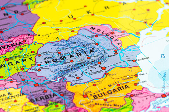 Political map of Southeast Europe, with a particular focus on Romania
