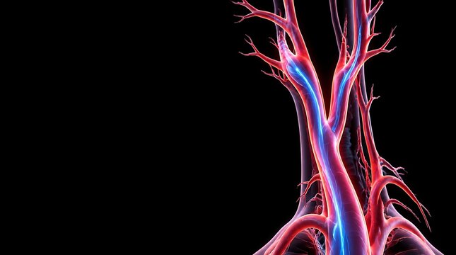 3D visualization of human carotid artery and blood vessel system.