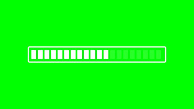 Loading progress bar indicator animation graphic on green screen background