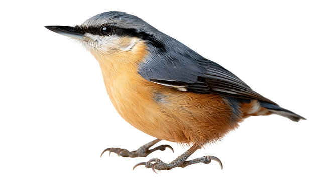 Eurasian nuthatch with blue-grey back and orange-buff underparts