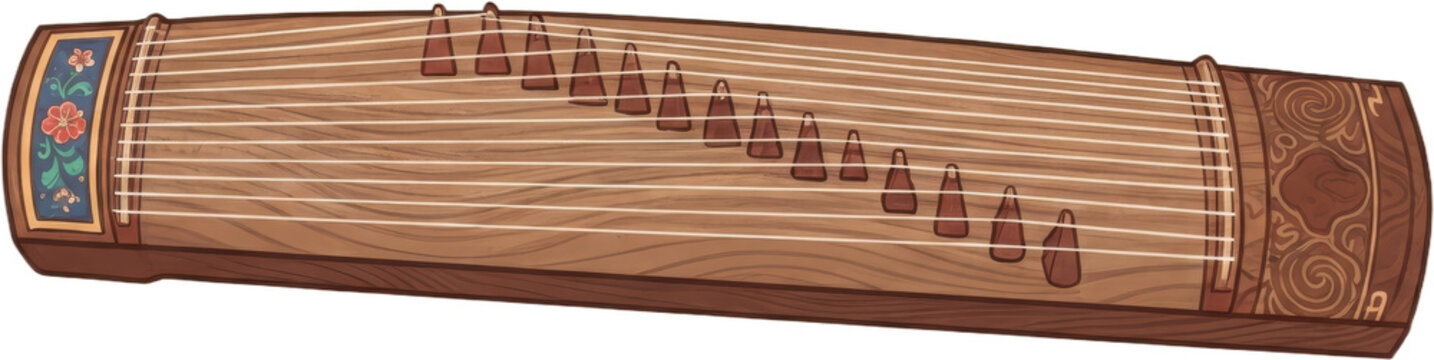 Traditional Korean geomungo zither string musical instrument illustration