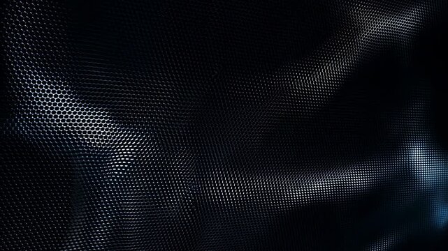 Abstract digital texture undulates across a dark mesh surface. Technology presentations, digital product intros, and science media.