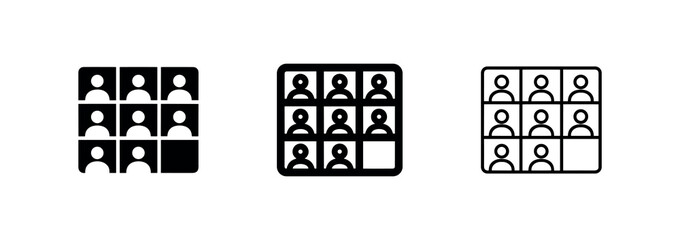 Fototapeta premium Video Conference Grid Icon with People for Team Meeting and Remote Collaboration