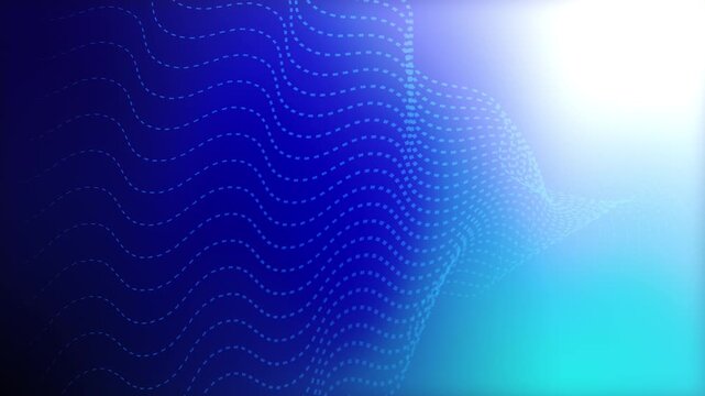 Abstract creative motion wave dash line on gradient white blue turquoise background. Video animation Ultra HD 4k footage.