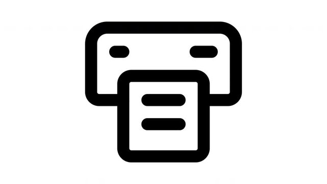 printer animated Line Icons Premium 4K, Outline Motion Graphics Collection