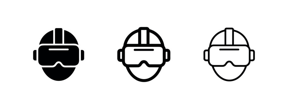 Virtual Reality VR Headset Icon Set for Gaming and Metaverse Technology