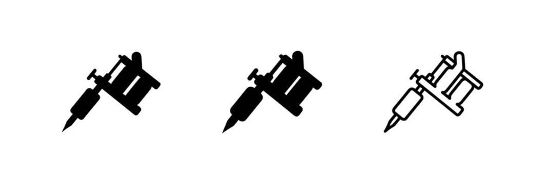 Tattoo Machine Gun Equipment Icons Set