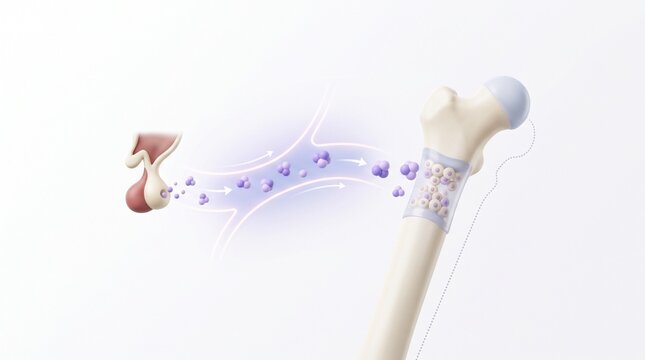 Growth hormone bone growth concept 3D illustration white background