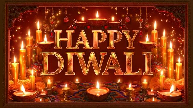 Happy Diwali and Deepavali greeting motion background featuring a traditional glowing diya lamp and festive animation.