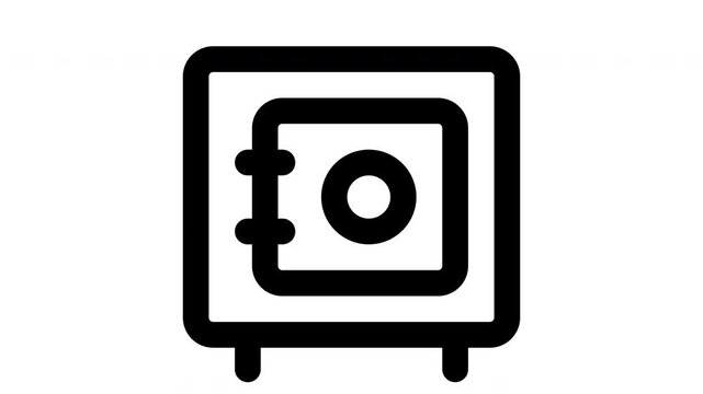 safe box animated Line Icons Premium 4K, Outline Motion Graphics Collection