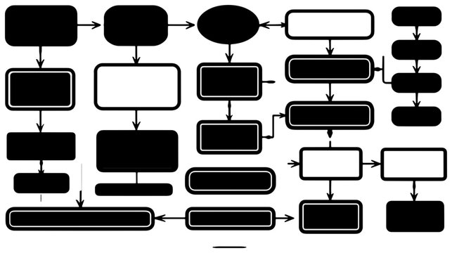 Flowchart Diagram Elements, Process Steps, Workflow Icons, Business Logic Symbols, Data Flow Charts, Organizational Structure Templates, Decision Tree Graphics, System Architecture Diagrams