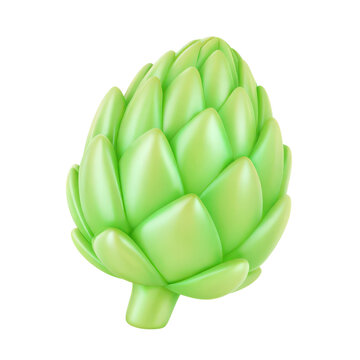 Icon of an artichoke in green color, designed as clip art and saved in PNG format for digital use