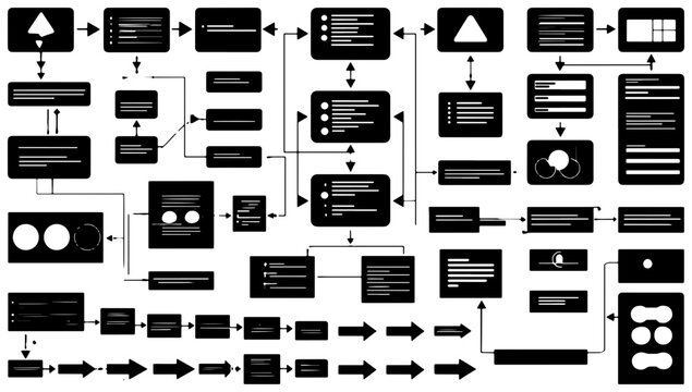 Modern Workflow Diagram, Business Process Flowchart, Data Structure Blueprint, System Architecture Map, Digital Project Management Concept