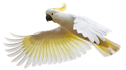 Sulphur-crested cockatoo flying with wings spread wide © Lysander