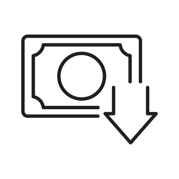 Money bill with downward arrow depreciation