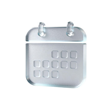 [Transparent Background PNG]3D Glass Calendar Icon with Monthly Grid