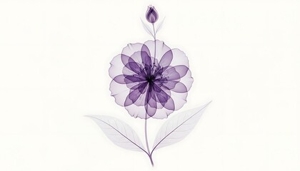 Fototapeta premium Purple delicate flower with bud illustration