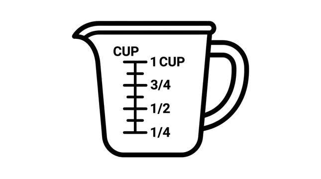 Kitchen Liquid Measuring Cup and Jug Vector Line Art Set