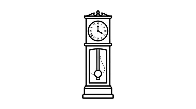 Classic Pendulum Grandfather Clock Vector Line Art Icon
