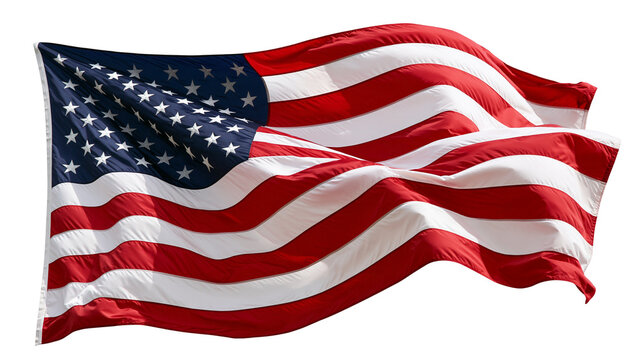 Waving American flag with red white and blue stripes and white stars