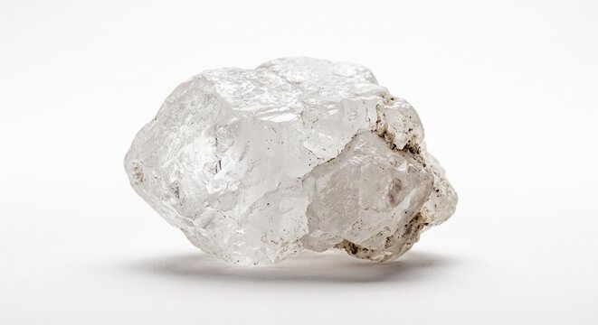 Rough Natural White Alum Stone Crystal Rock Salt Isolated on Pure White Background