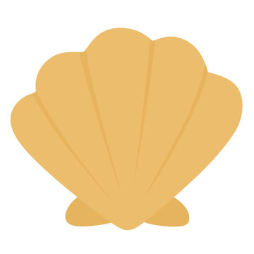 Simple, flat design of a single seashell