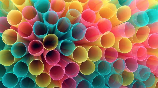 abstract background of hundreds of translucent drinking straws arranged in dense parallel layers, creating unexpected optical stripes and overlapping
