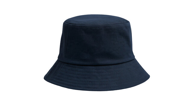 Dark navy blue cotton fabric bucket hat with wide brim