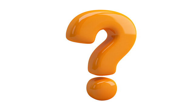 Glossy orange 3D question mark symbol with smooth rounded edges