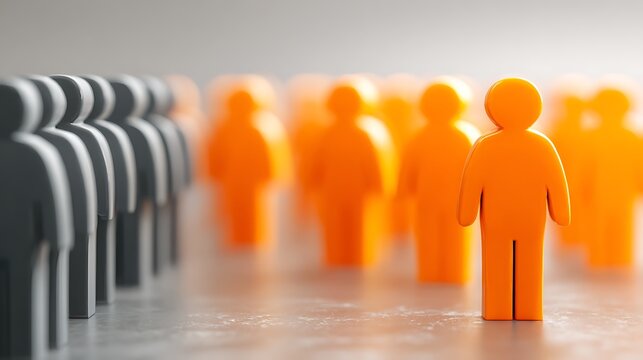 Leader Figure Standing Out From The Crowd Business Concept