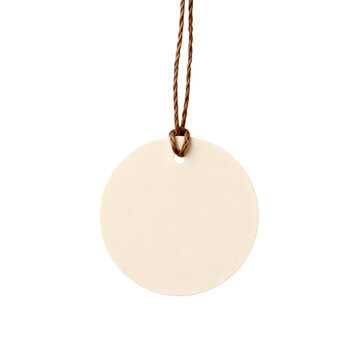 [Transparent Background PNG]Blank Round Tag with Brown Twine for Labeling and Decoration