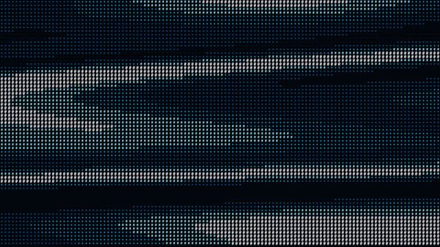 Horizontal digital ASCII ocean wave flow animation with blue to white color gradients.