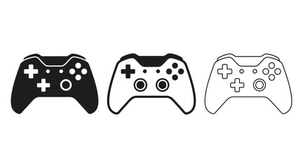 Set of game controller icons, flat vector illustration of gaming joysticks in different styles, black and white gamepad symbols for video games © Kamrul